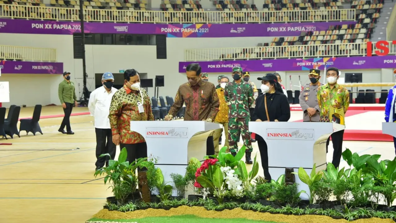 Presiden Joko Widodo (Jokowi) meresmikan 7 arena olahraga atau venue yang digunakan untuk PON XX Papua