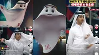 Seorang remaja viral di Cina karena disebut mirip La'eeb. (Dok: TikTok @haydeewitchey, YouTube/Qatar2022)