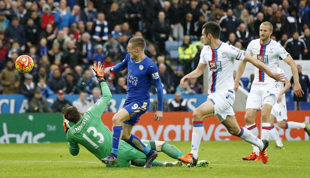 Penampilan gemilang Jamie Vardy pada awal musim  berdampak positif bagi Leicester dimana klub asuhan Claudio Ranieri ini sekarang berada pada posisi 5 klasemen sementara Liga Inggris. (Action Images via Reuters/Andrew Boyers)