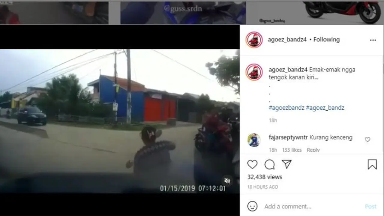 Emak-Emak Naik Motor Ini Tersungkur Disundul Mobil (Ist)