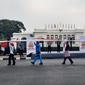 Presiden Jokowi didampingi Kapolri Jenderal Listyo SIgit Prabowo dan Habib Luthfi bin Yahya melepas Kirab Merah Putih dari depan Istana Merdeka, Jakarta Pusat, Minggu 28 Agustus 2022. (Liputan6.com/Lizsa Egeham)