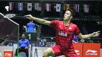 Jonatan Christie melangkah ke babak semifinal Thailand Terbuka 2017 setelah mengalahkan pemain Prancis, Jumat (2/6/2017). (PBSI)