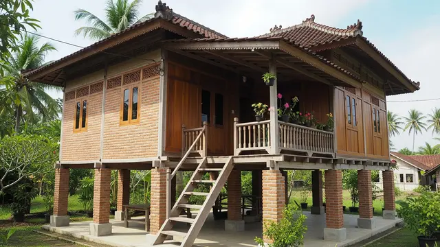 9 Rumah Desa Kombinasi Kayu dan Bata Estetik Cocok untuk Masa Pensiun Nyaman