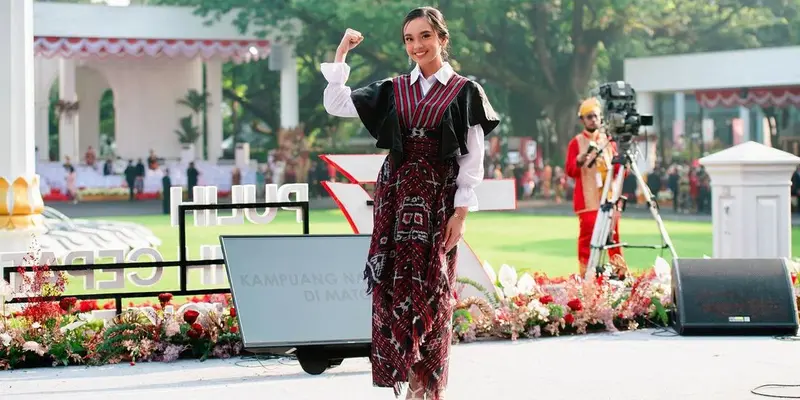 Lyodra Tampil Memukau Berbalut Dress Tenun Modern dalam Peringatan HUT ke-77 RI