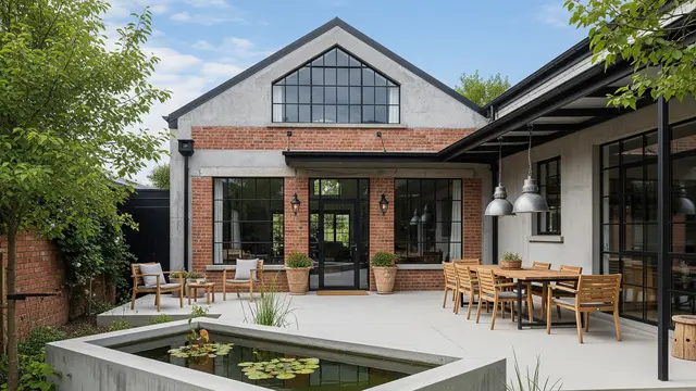 Desain Rumah Desa dengan Kolam Ikan Depan Teras