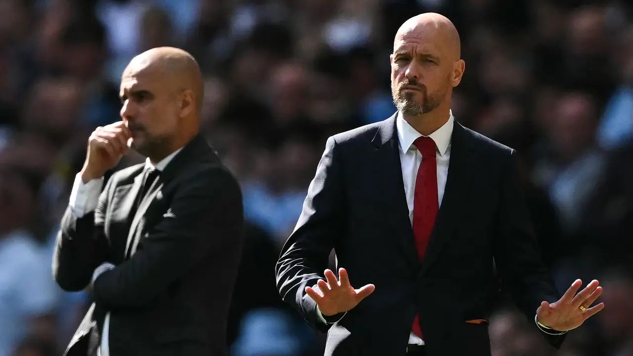 Erik ten Hag dan Pep Guardiola - Manchester City Vs Manchester United di final Piala FA 2023/2024