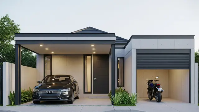 Desain Carport Rumah Minimalis untuk 1 Mobil 1 Motor di Lahan 3x5 Meter