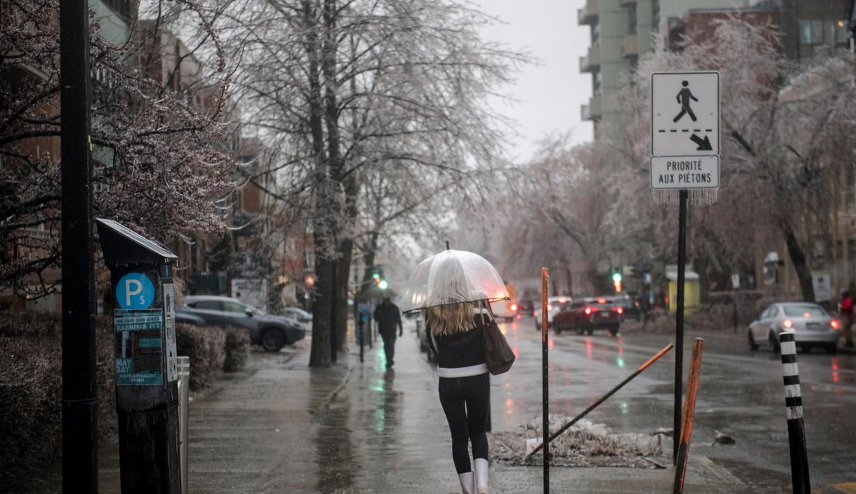 Di Montreal, pohon tumbang dilaporkan di beberapa lingkungan, yang mengakibatkan tidak hanya pemadaman listrik tetapi juga kerusakan properti. (AFP/Andrej Ivanov)
