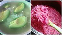 Menu Kombinasi Makanan Campur Buah. (Sumber: Twitter/@angewwie dan Twitter/@FOODFESS2)