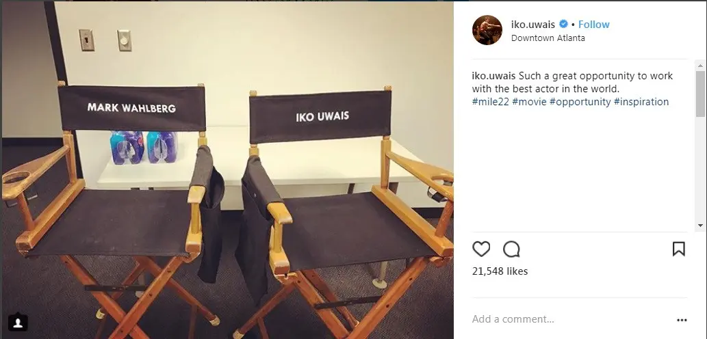 Iko Uwais bangga bisa mendapat kursi sejajar dengan Mark Wahlberg (Foto: Instagram)