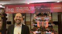 Teolog Yahudi berkebangsaan Amerika Serikat, Rabbi Yakov Nagen saat ditemui di acara Forum Keagamaan KTT G20 atau Religion Twenty (R20). (Liputan6.com/Muhammad Radityo Priyasmoro)