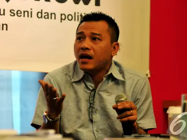 Anang Hermansyah mempertanyakan Pemerintahan Jokowi-JK yang belum menggarap ekonomi kreatif secara khusus, Jakarta, Jumat (14/11/2014) (Liputan6/Johan Tallo)