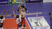 Surabaya Bhayangkara Samator sukses menundukkan tuan rumah Palembang Bank SumselBabel 3-0 (25-21, 25-23, 25-22) di GOR PSCC Palembang, Sumatra Selatan, Jumat (11/1). (Media Proliga)