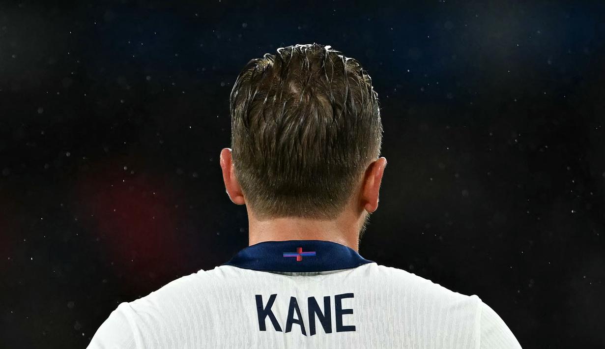 Pemain Inggris, Harry Kane saat laga UEFA Nations League 2024 di Satdion Wembley, London, Rabu (11/09/2024) WIB. (AFP/Justin Tallis)