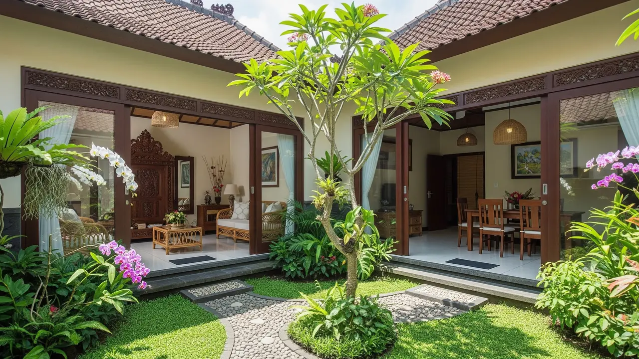 Model Rumah Kecil Tapi Luas dengan Taman di Tengah Area Rumah