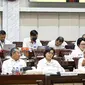 Suasana rapat kerja antara Menteri Keuangan Sri Mulyani Indrawati dengan Komisi XI DPR di Kompleks Parlemen, Senayan, Jakarta, Senin
(12/6/2023). (Liputan6.com/Faizal Fanani)