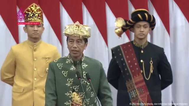 Presiden RI Joko Widodo (Jokowi) dalam Sidang Tahunan MPR-RI dan Sidang Bersama DPR RI dan DPD RI Tahun 2022, Selasa (16/8/2022). (Photo credit : Youtube Sekretariat Presiden )