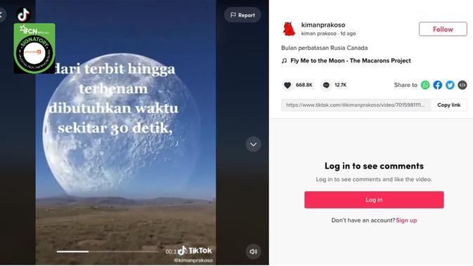 Cek Fakta Liputan6.com menelusuri klaim penampakan bulan di perbatasan Rusia dan Kanada