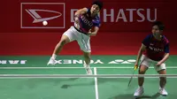 Pebulutangkis ganda putri Indonesia, Apriyani Rahayu/Siti Fadia Silva Ramadhanti bertanding melawan wakil Thailand, Jongkolphan Kitiharakul/Rawinda Prajongjai pada laga perempatfinal Indonesia Masters 2023 di Istora Senayan, Jakarta, Jumat (27/01/2023). Apri/Fadia kalah dengan skor 21-16, 17-21, 18-21. (Bola.com/Bagaskara Lazuardi)