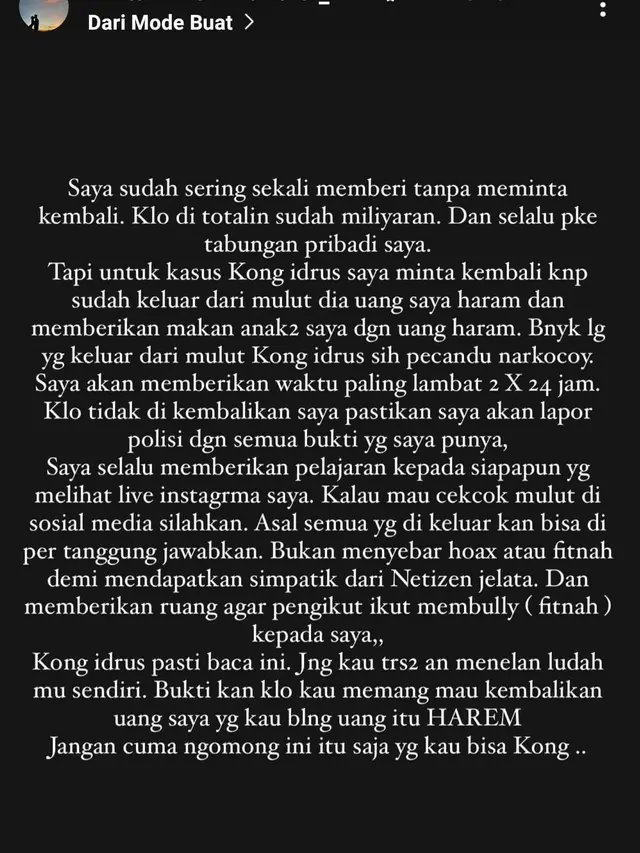 Unggahan Nikita Mirzani. (Foto: Dok. Instagram @nikitamirzanimawardi_172)