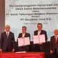 Penandatanganan perjanjian induk kerja sama bancassurance PT Bank Tabungan Negara (Persero) Tbk dengan PT Asuransi Jiwa IFG, Rabu (6/9/2023). (Foto: Liputan6.com/Gagas Y)