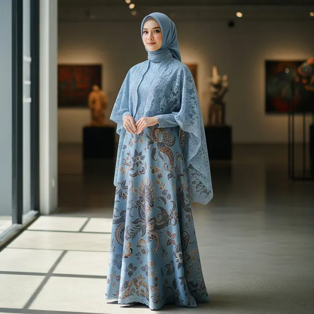 Gamis Batik Brokat Kekinian untuk Tren 2026 (Gemini AI)