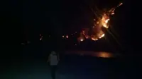 Kebakaran lahan terjadi di objek wisata Kawah Putih, Ciwidey, Kabupaten Bandung, Senin (7/10/2019). (Dok. Pusdalops BPBD Jabar)
