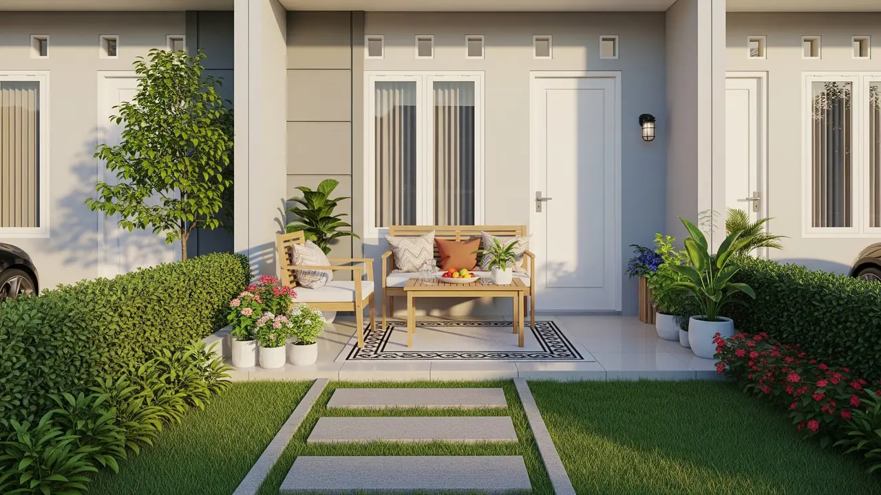 Cara Menata Teras Depan Rumah Sempit agar Terlihat Luas dan Rapi Tanpa Renovasi Besar/ Ilustrasi AI
