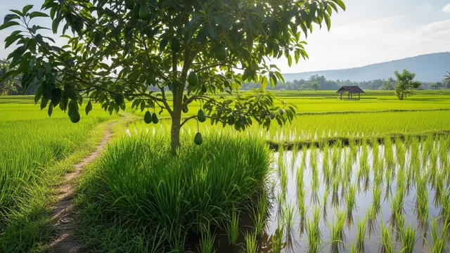 Pohon Alpukat di Sawah