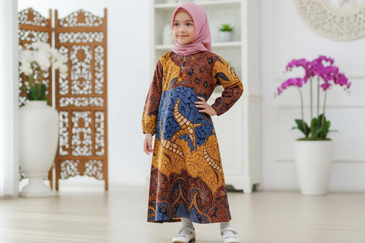 Model Gamis Batik Anak Perempuan Lengan Panjang