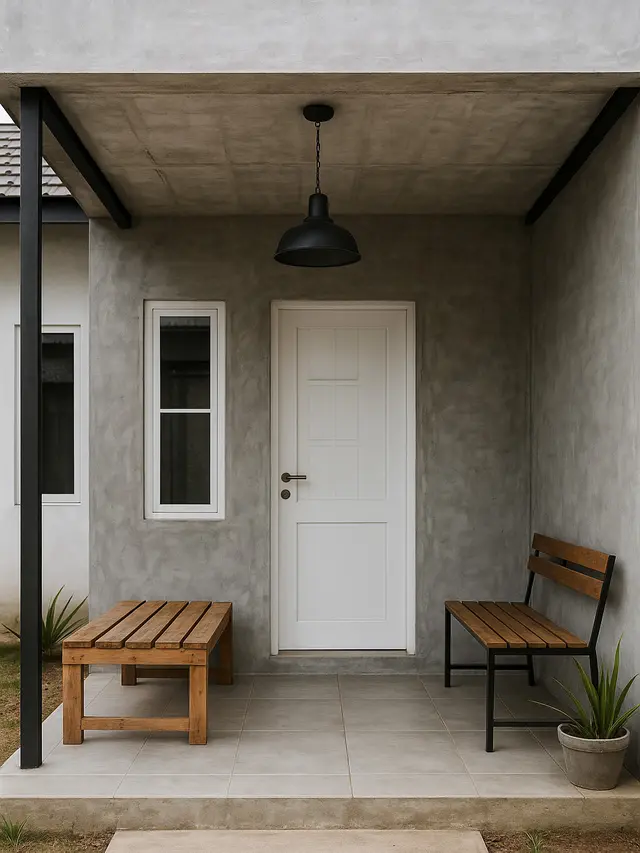 Model Teras Minimalis Modern 2025 untuk Rumah Subsidi (Image by ChatGPT)