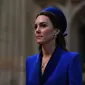 Kate Middleton saat menghadiri upacara kebaktian Commonwealth Day di Westminster Abbey, di London, pada 14 Maret 2022. (DANIEL LEAL / POOL / AFP)