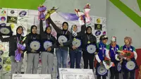 Tim nasional putri Indonesia A yang berhasil merebut emas seped relay Asian Continental Championship 2017 bersama Tim Iran A (perak)