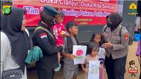 Sejumlah Polwan dari Polda Metro Jaya memberikan bantuan pemulihan trauma atau trauma healing kepada anak-anak terdampak gempa Cianjur. (Foto: Humas PMJ)