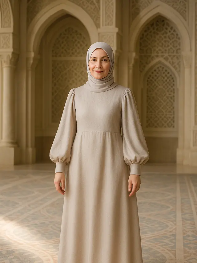 Gamis Embos untuk Kondangan Ibu-Ibu Usia 50 Tahunan