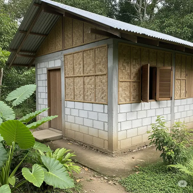 Rumah Kecil Batako dan Bambu 1 Lantai