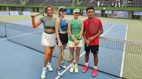 Luna Maya dan Maria Selena mengikuti pertandingan fun tenis bersama Eugenie Bouchard (Liputan6.com/Thomas)