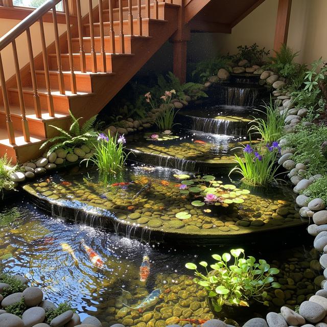 Desain Kolam Ikan Bawah Tangga
