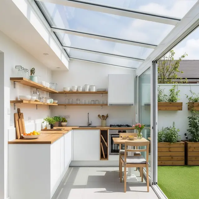 Dapur Semi Outdoor 2,5x2 Meter Rumah Type 45 dengan Skylight dan Taman Samping