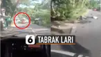 Korban tergeletak, sementara pengendara mobil terus melaju kencang.