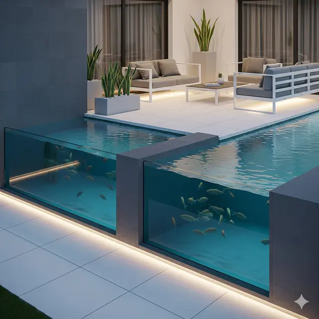 Kolam Kaca Tempered Transparan
