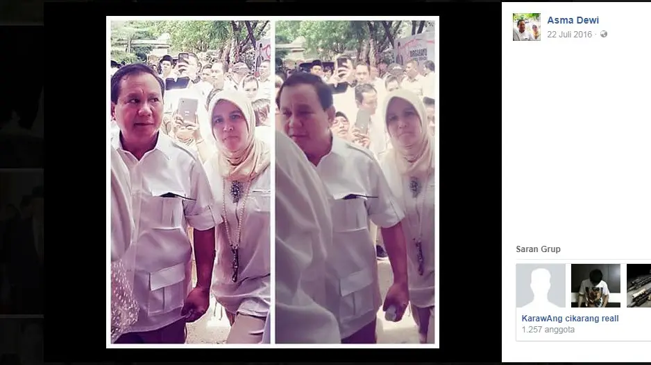 Asma Dewi bersama Prabowo Subianto. (facebook.com/Asma Dewi)