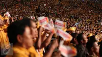 Ribuan kader partai Hanura dari Sabang - Marauke menghadiri acara Pelantikan Dewan Pimpinan Pusat Partai Hati Nurani Rakyat (Hanura) tahun 2016 - 2020 di Sentul International Convention Centre, Bogor, Rabu (22/02). (Liputan6.com/Johan Tallo)