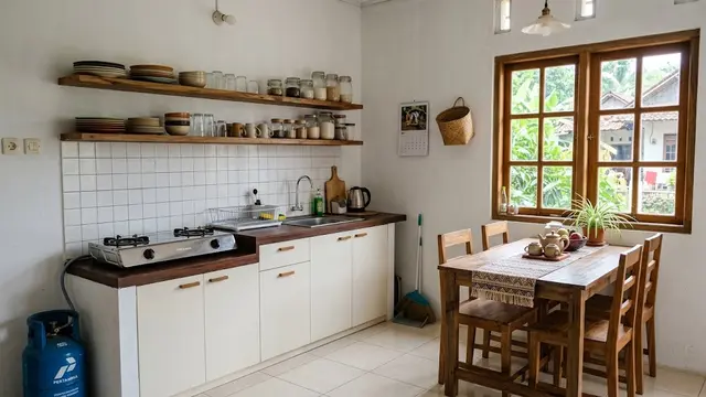 Dapur Minimalis dengan Rak Terbuka