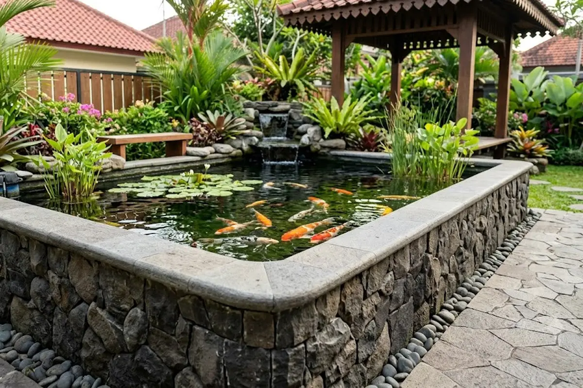 Desain Kolam Ikan dengan Bibir Tinggi agar Aman untuk Balita