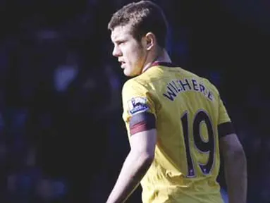 Ekspresi gelandang Arsenal Jack Wilshere di laga lanjutan premiership melawan West Bromwich Albion di The Hawthorns, 19 Maret 2011. AFP PHOTO / IAN KINGTON