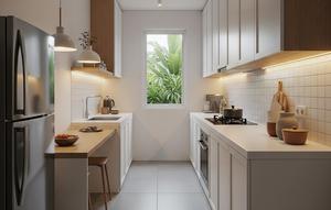 Desain Dapur Sempit Memanjang. (Foto: Gemini AI)