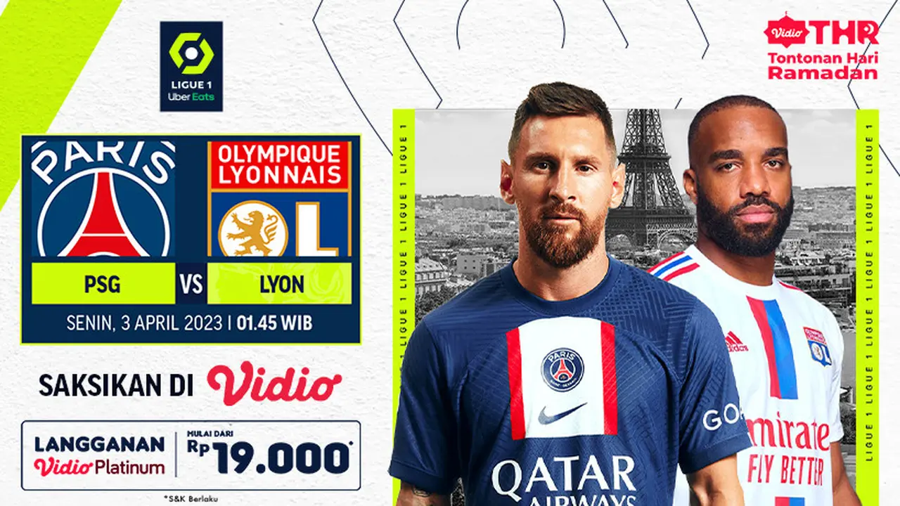 Saksikan Live Streaming Ligue 1 Matchday 29 : PSG Vs Lyon Senin, 3 April di Vidio