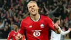 Pemain LOSC Lille, Mitchel Bakker melakukan selebrasi setelah mencetak gol ke gawang Sturm Graz pada laga Liga Champions yang berlangsung di Pierre-Mauroy Stadium, Villeneuve d'Ascq, Prancis, 11 Desember 2024. (AFP/Denis Charlet)