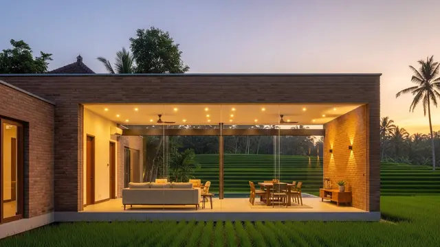 Desain Rumah Minimalis Kampung tapi Kelihatan Seperti Villa Mahal di Tengah Sawah